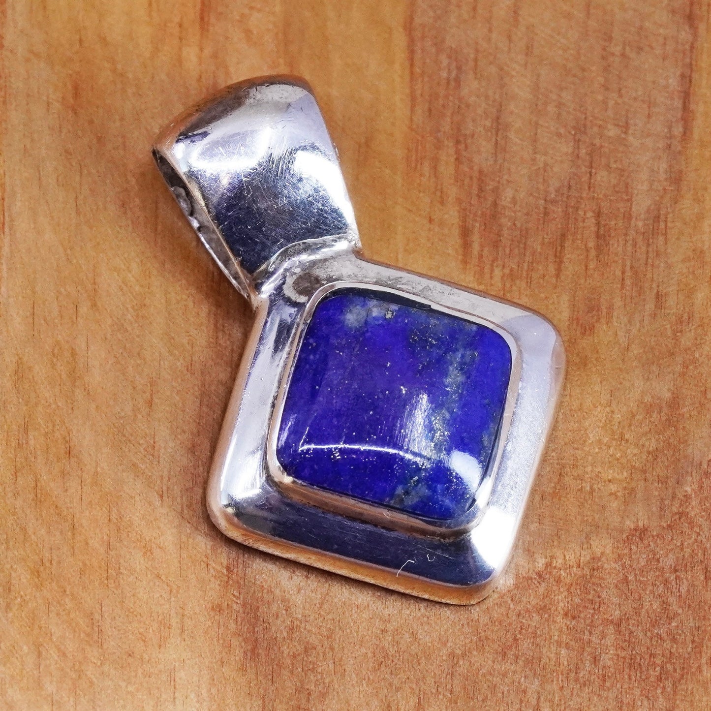 Vintage modern Sterling 925 silver handmade pendant with lapis lazuli