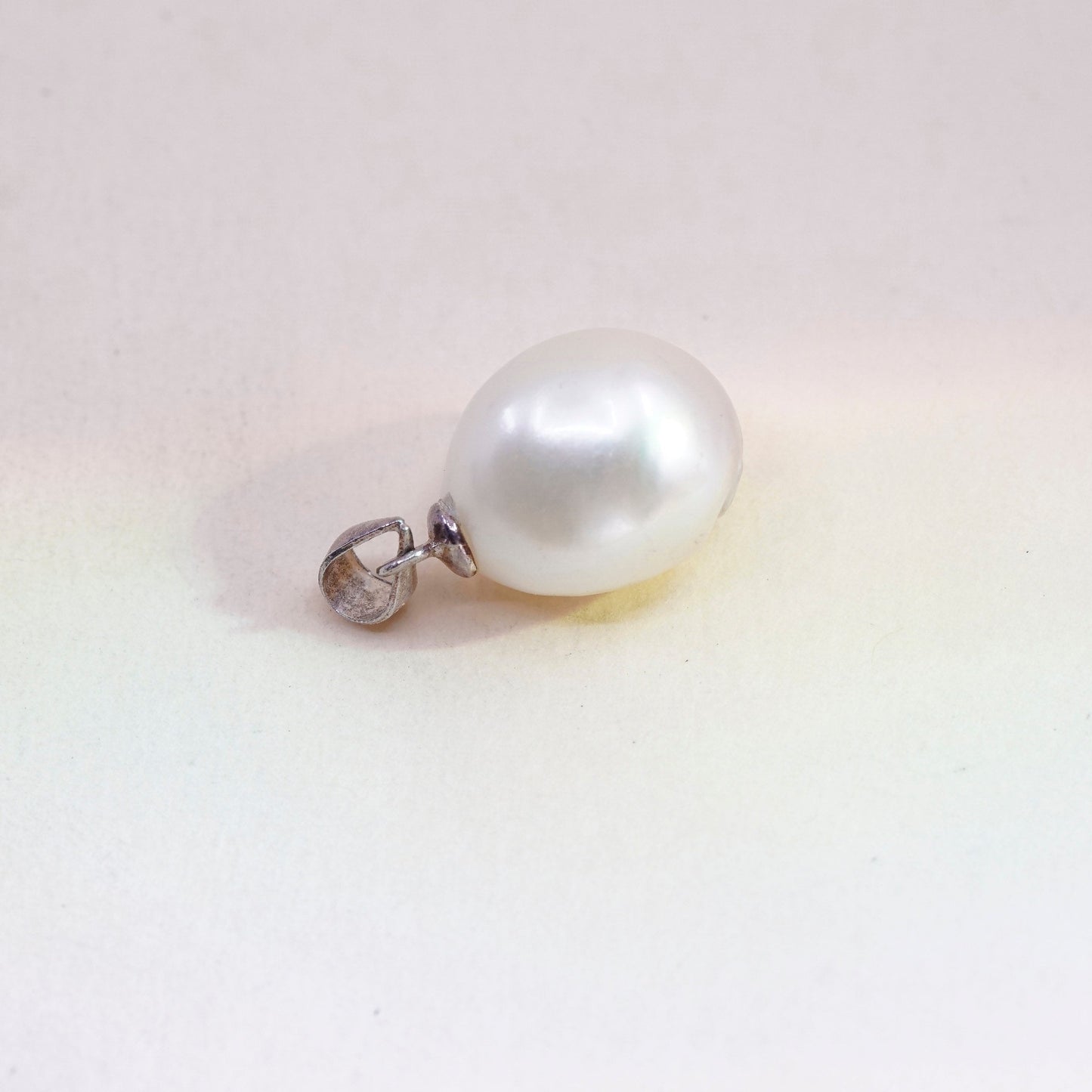 Vintage Sterling silver handmade pendant, solid 925 silver with pearl