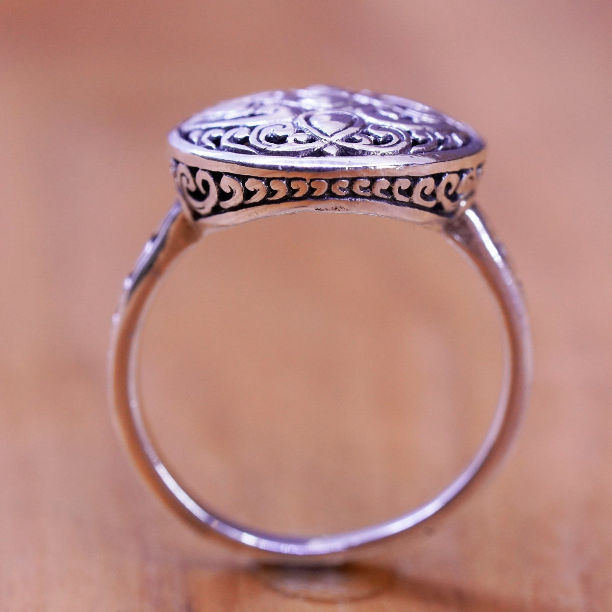 Size 9, vintage Indonesia Sterling silver prayer ring, 925 bali band