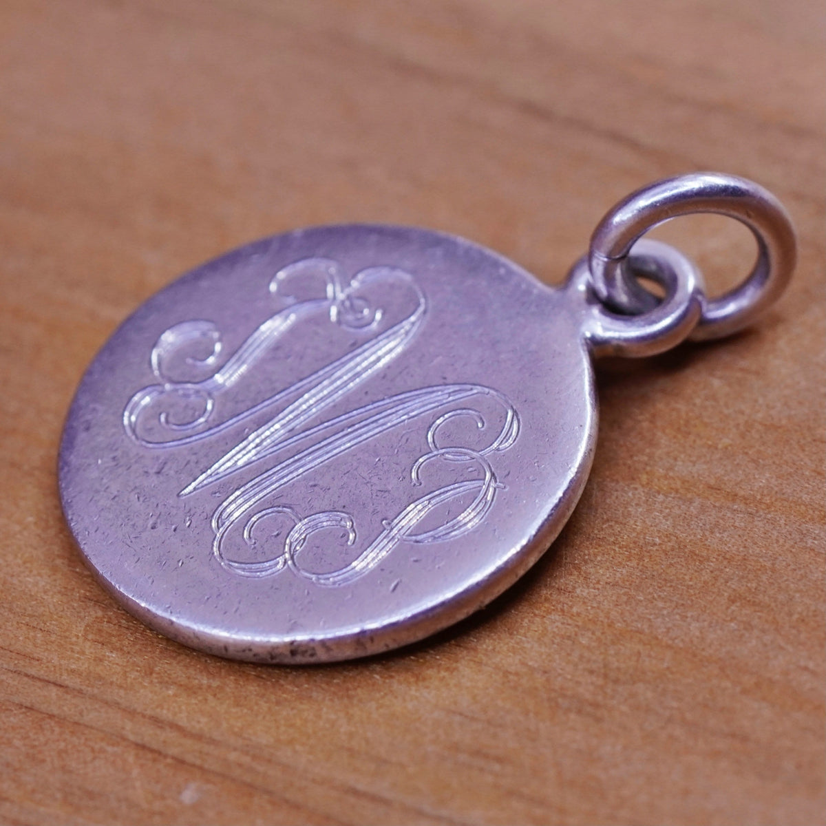 Vintage Sterling 925 silver handmade pendant with name monogram “JMP” and cable