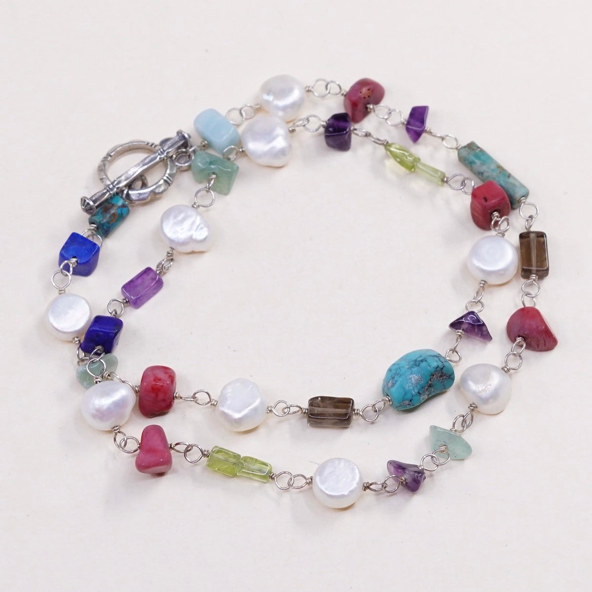 16”, RETIRED Silpada Sterling 925 Silver Peridot Lapis Coral Jade & Turquoise