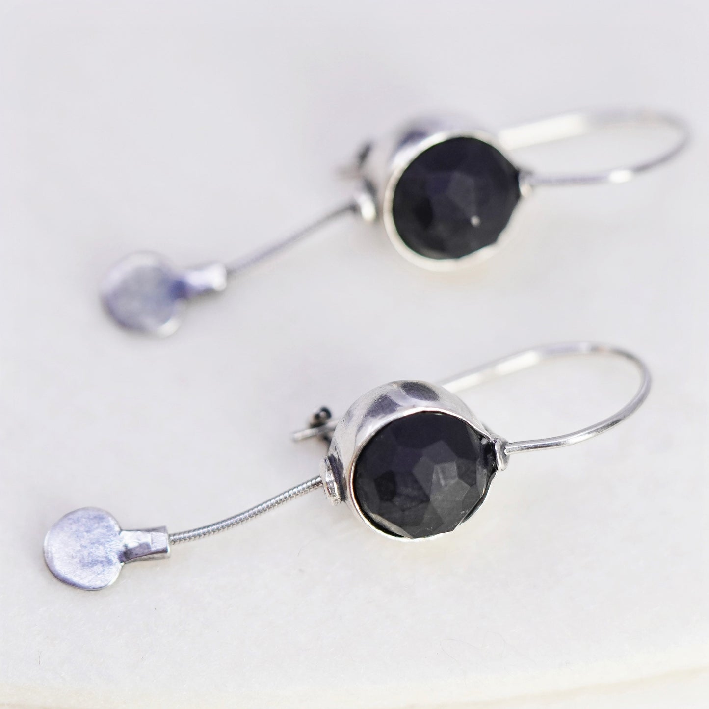 SILPADA Sterling Silver 925 Faceted Matte Black Onyx Dangle Earrings W1626