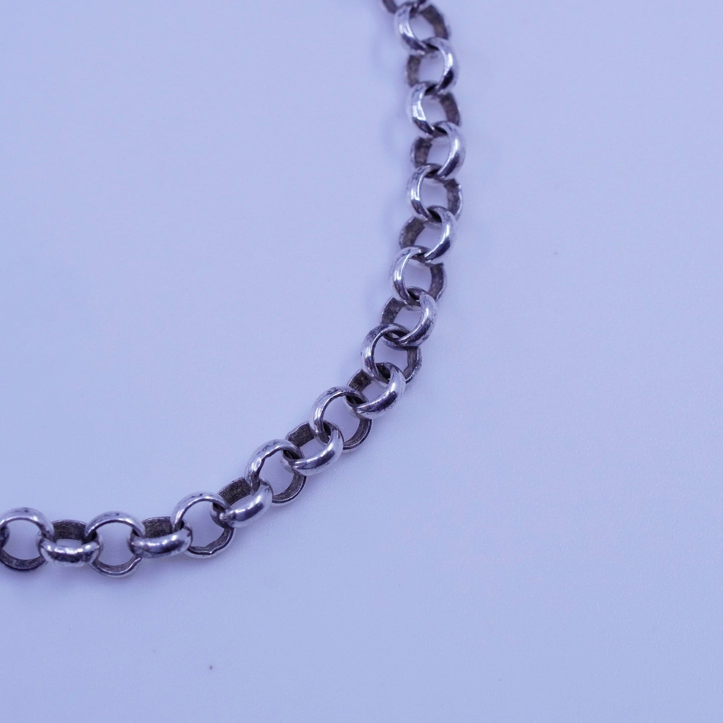 7”, Viking Sterling silver bracelet 925 bold circle chain claddagh heart closure