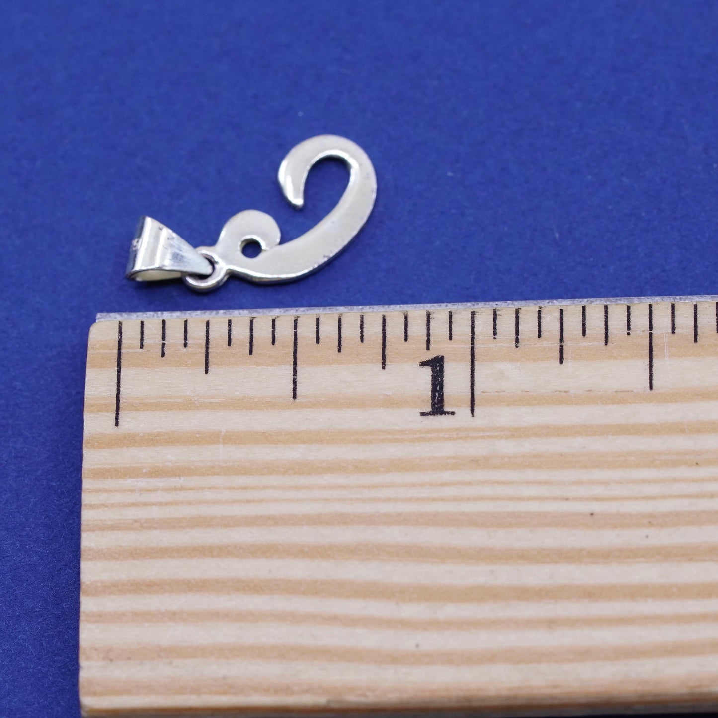 Vintage sterling silver handmade pendant, 925 initial charm, letter “C”