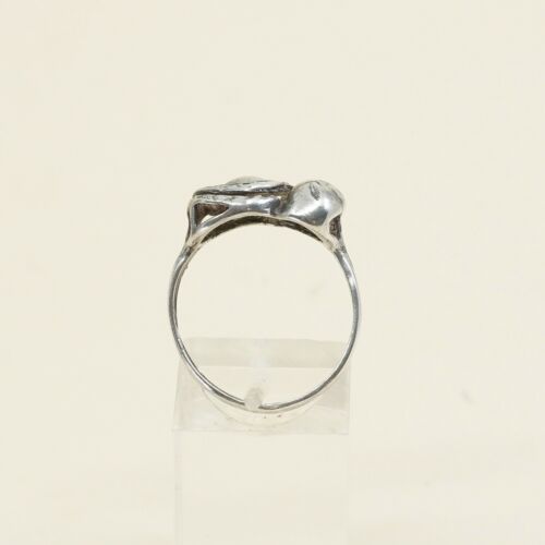 Size 8.25, Vtg Sterling Silver Handmade Ring, 925 Silver Band W/ Filigree Heart
