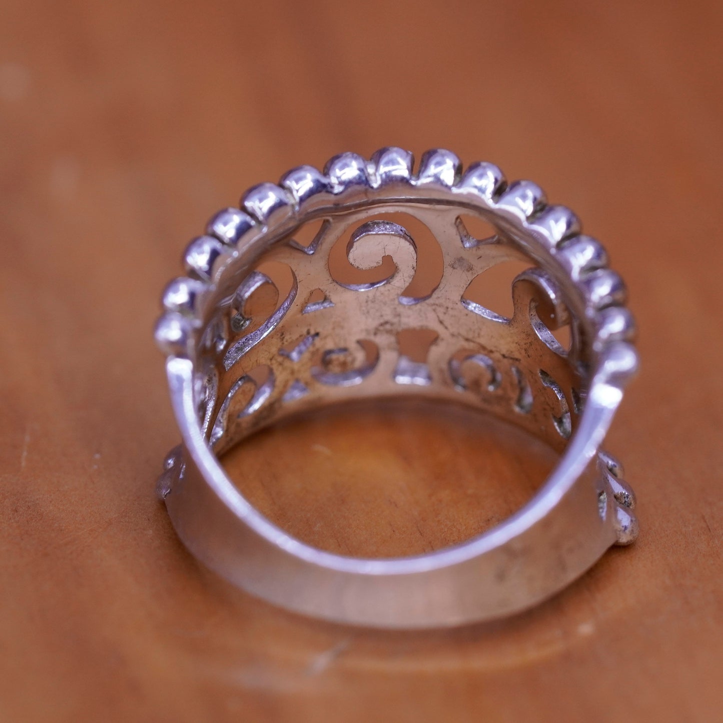 Size 6.5, Sterling silver handmade ring, southwestern, 925 filigree swirl band