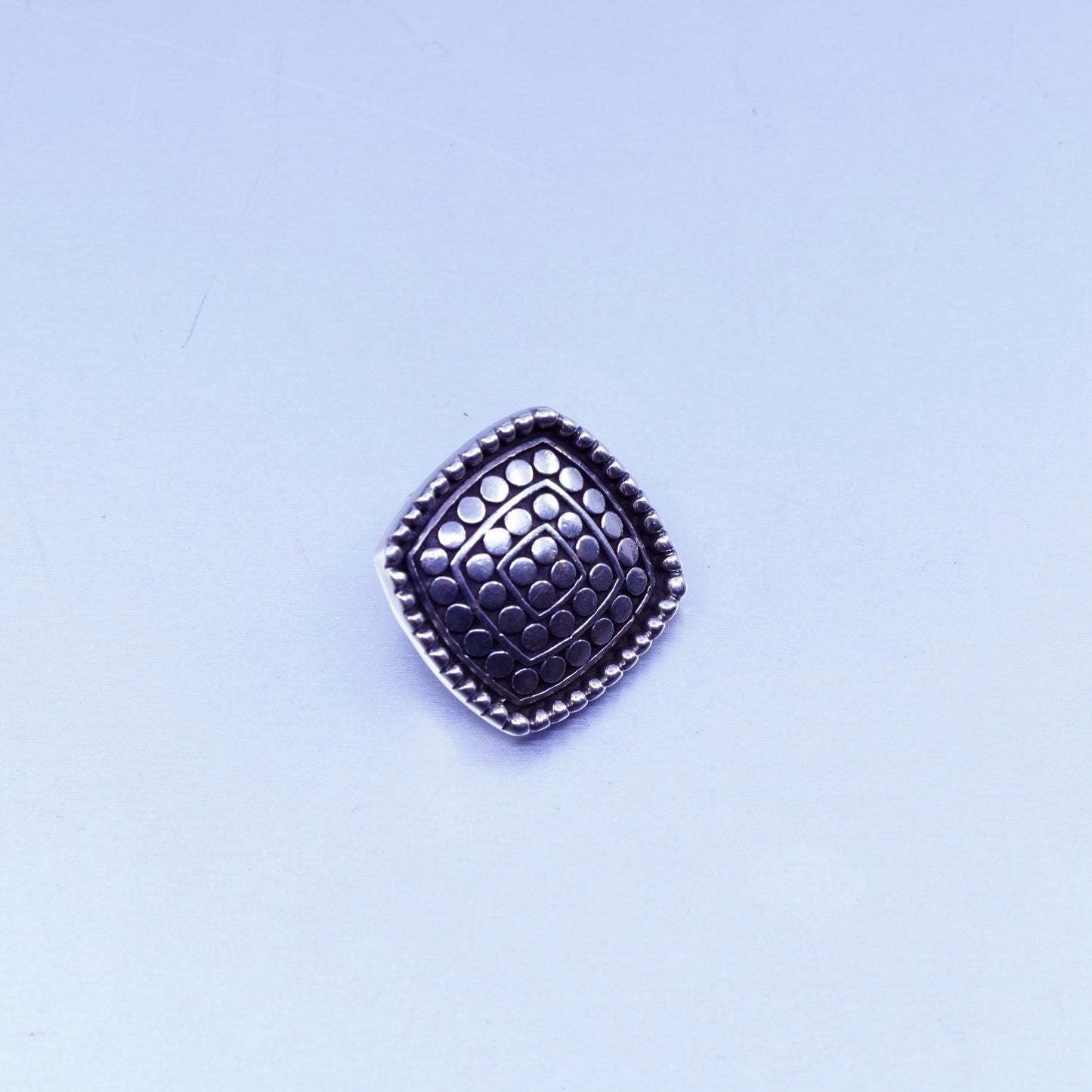 0.75”, Vintage Sterling 925 silver handmade earrings, square bead studs
