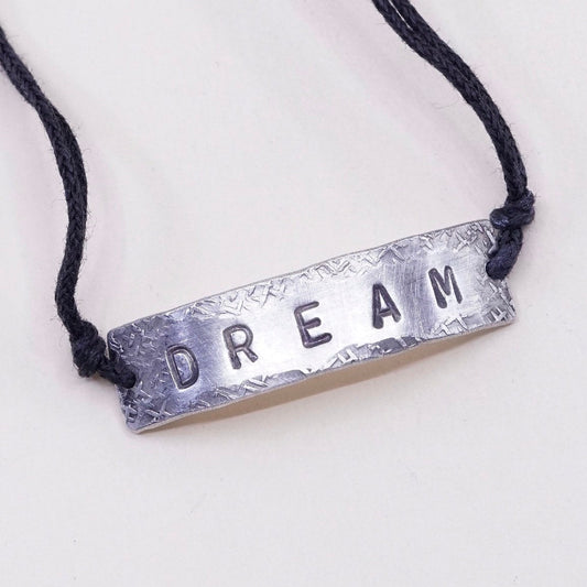 6.5”, vtg Ian Gibson J&I Sterling 925 silver bracelet, with bar engraved “dream