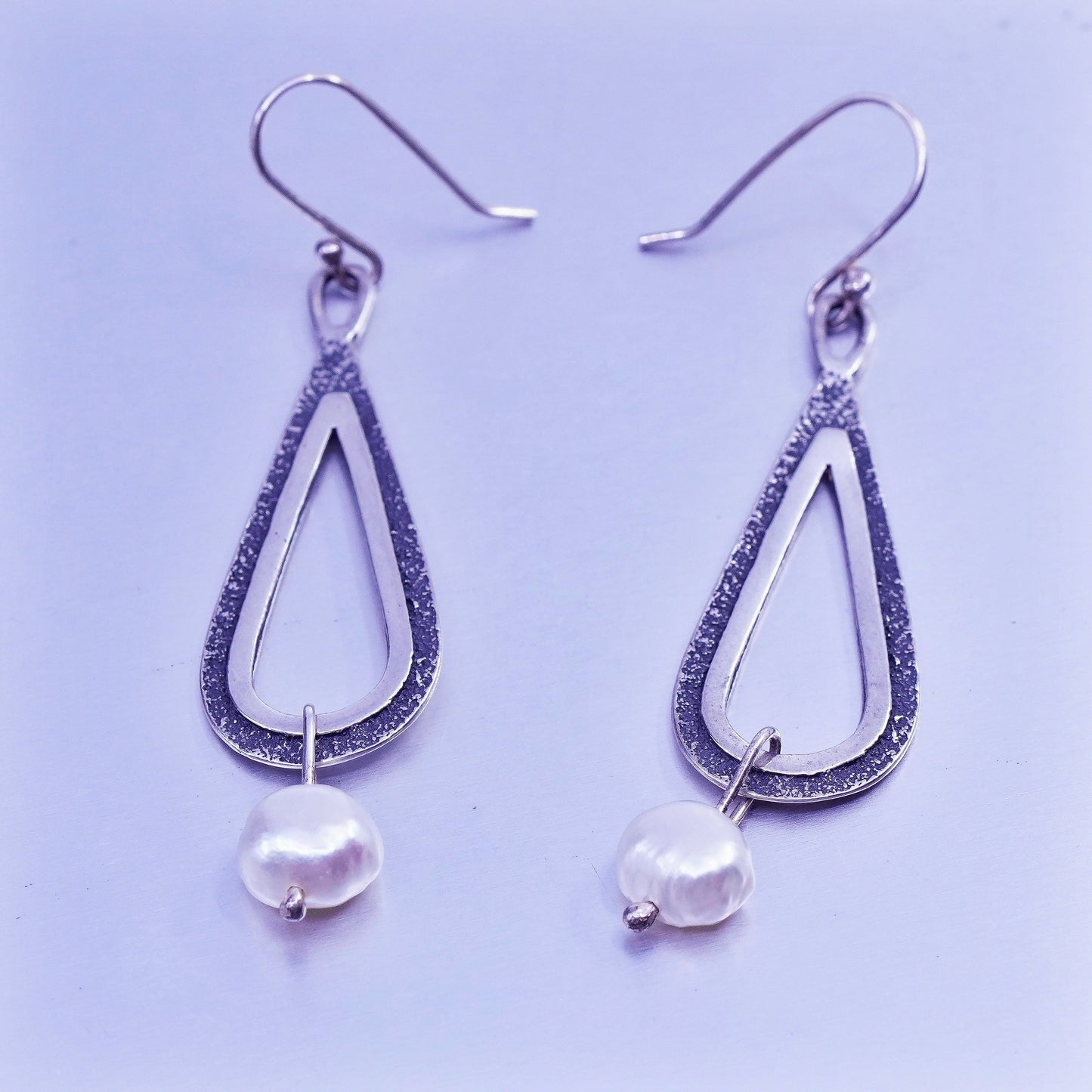 Vintage Silpada W1388 Sterling 925 silver teardrop handmade earrings with pearl
