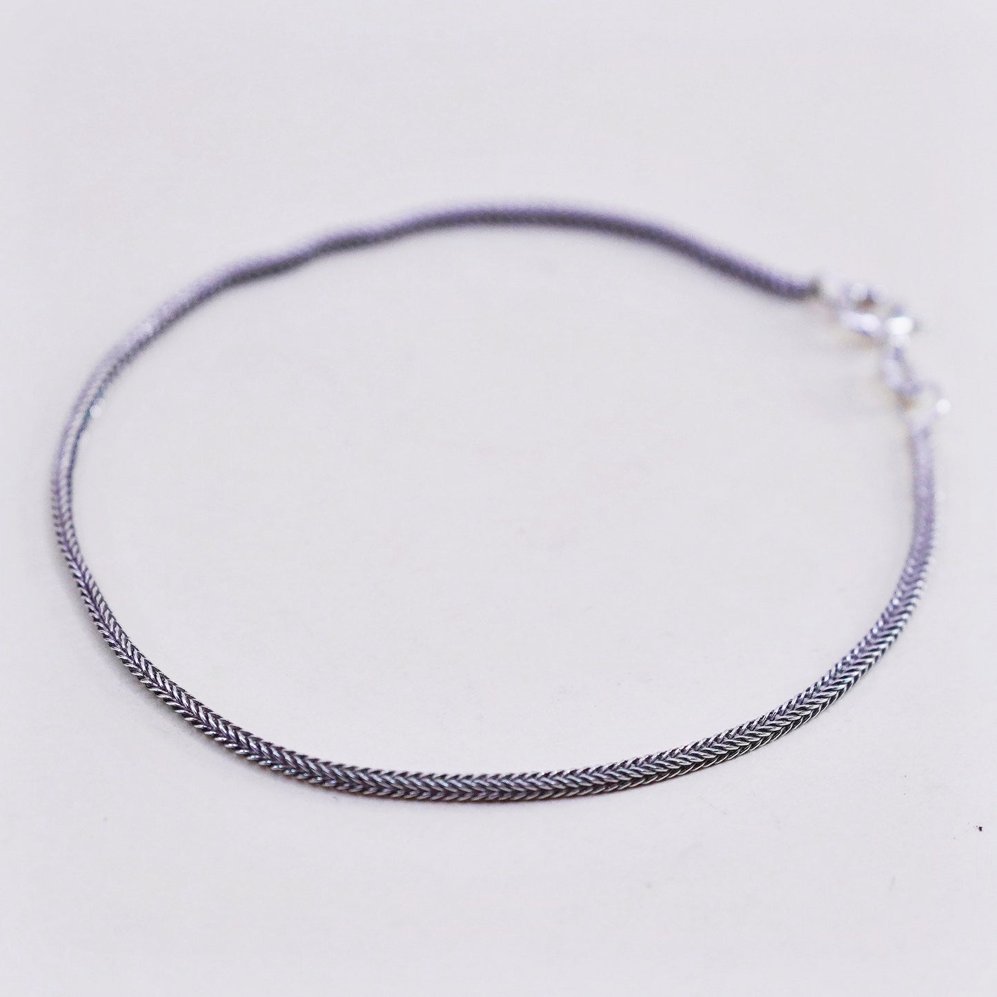 7.5”, Vintage Italian sterling silver handmade bracelet, 925 wheat link chain