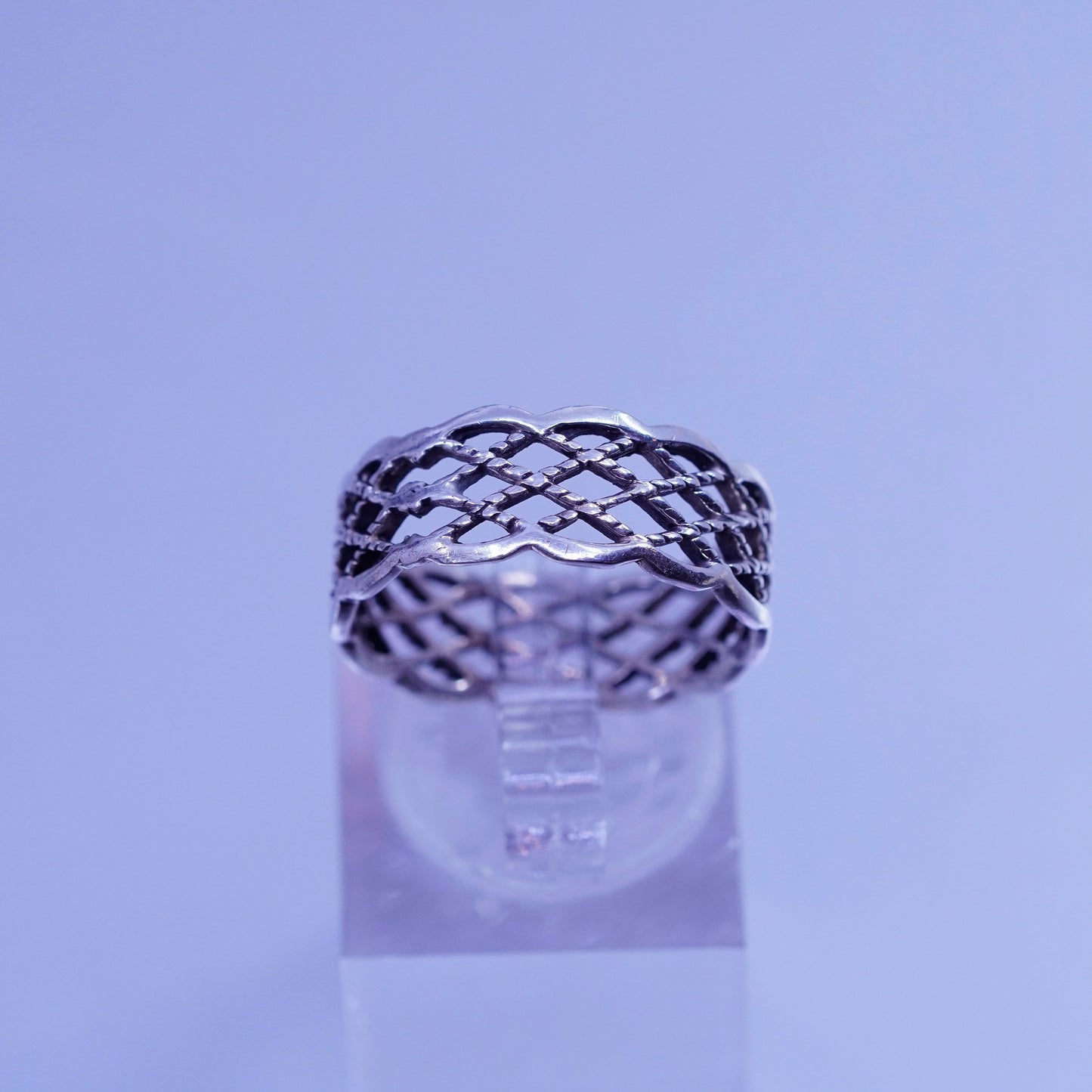 Size 7.5, vintage Sterling 925 silver handmade ring, filigree band