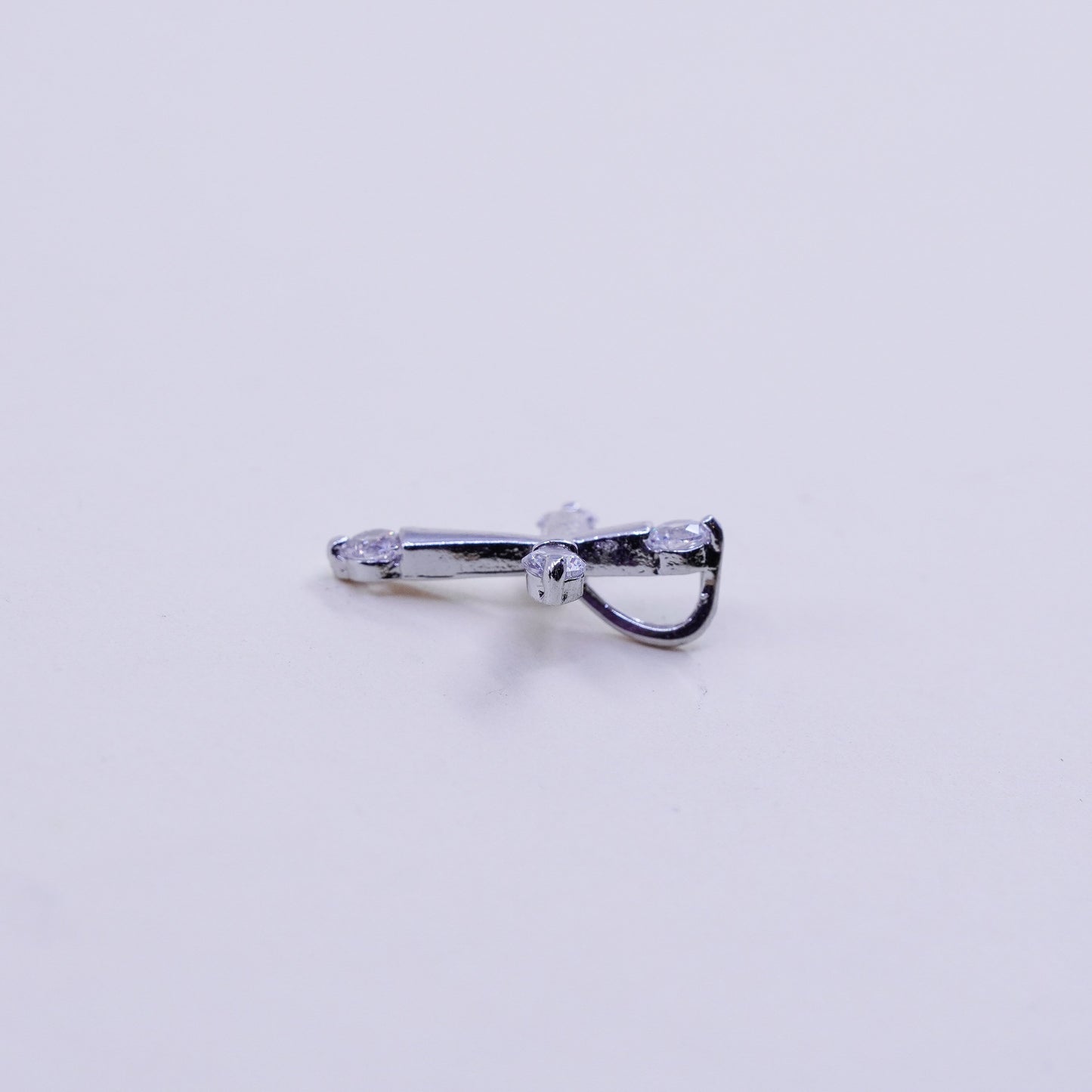 Vintage Sterling 925 silver pendant with clear cz cross pendant