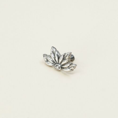 Vtg Sterling 925 Silver Handmade Screw Back Earrings Flower Leaves Wings