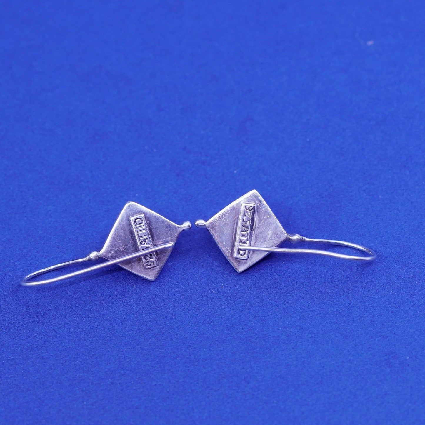 Vintage sterling silver handmade earrings, 925 filigree Bali diamond drop,
