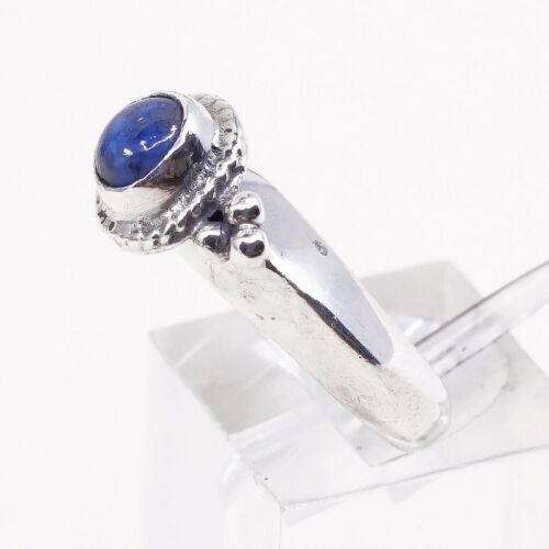 Sz 5.5, Vintage Modern Sterling Silver handmade Turquoise N Beads Ring