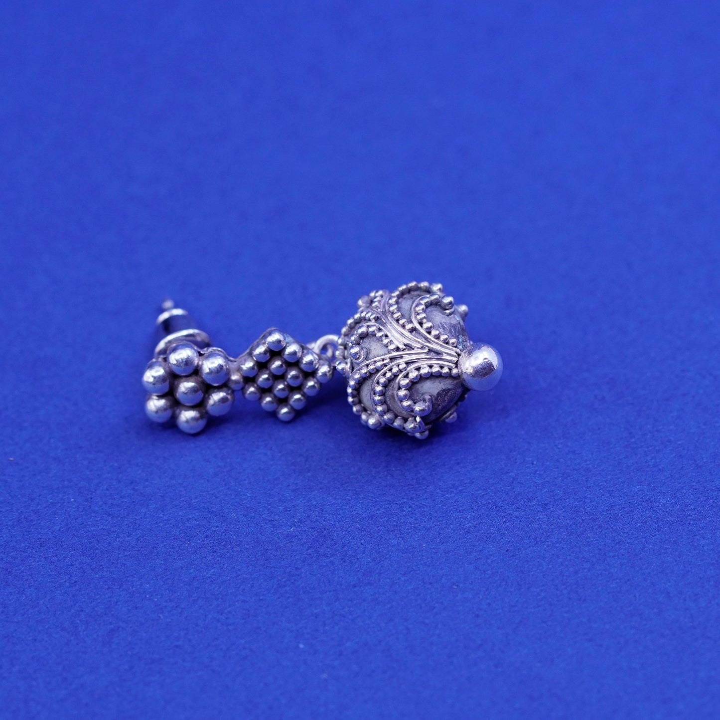 Vintage Sterling silver handmade earrings, bali 925 dangles and beads
