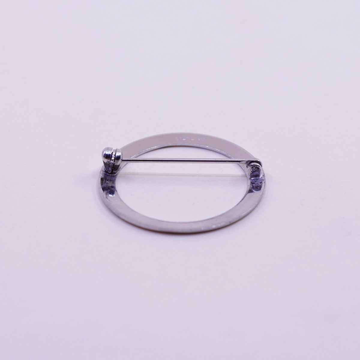Vintage sterling silver handmade brooch, Simple 925 circle, Christmas pin