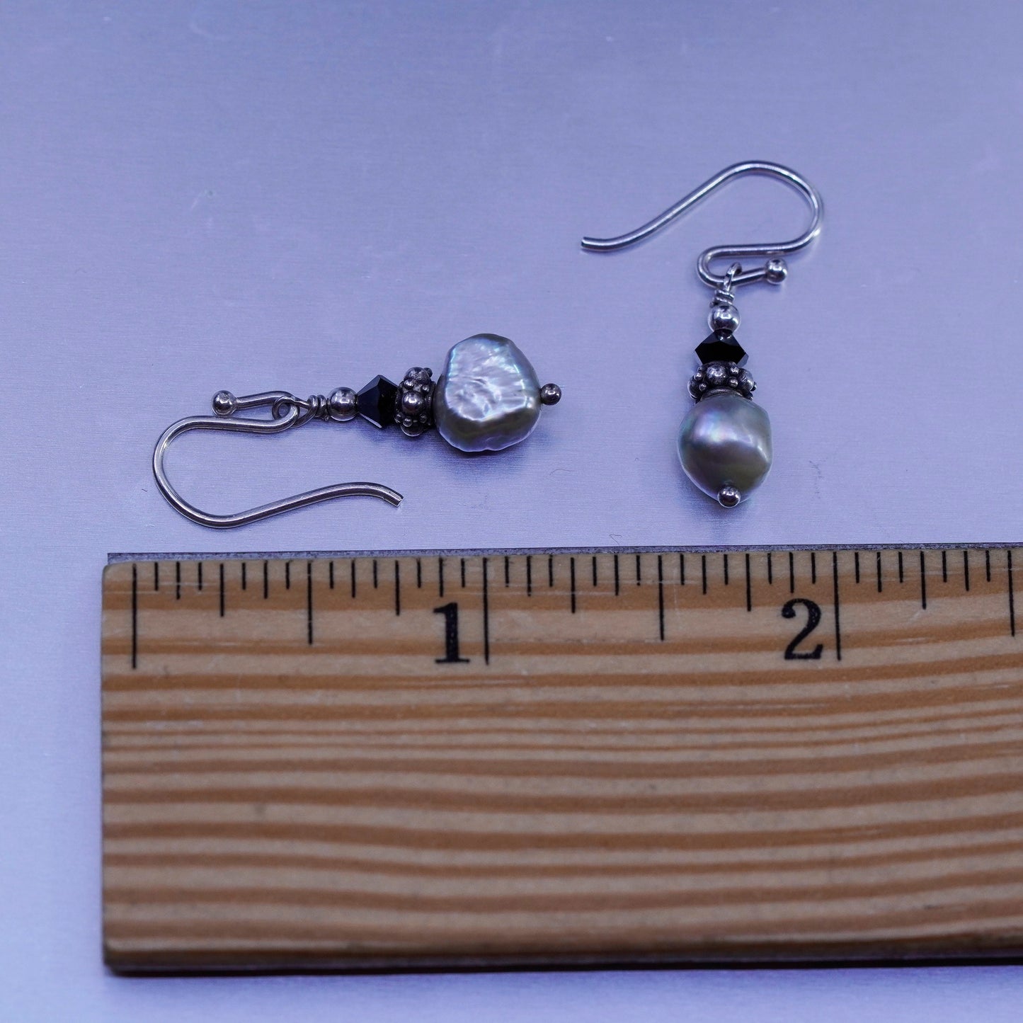 Vintage Sterling 925 silver handmade earrings with freshwater pearl