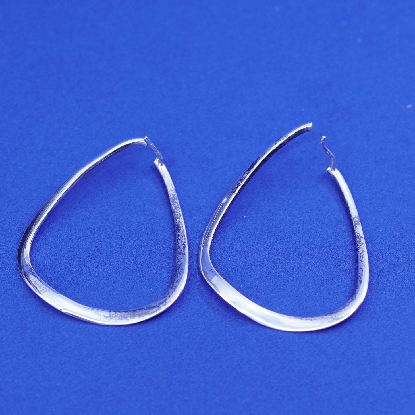 1.25”, vintage twisted Sterling silver hoop earrings, 925 huggie