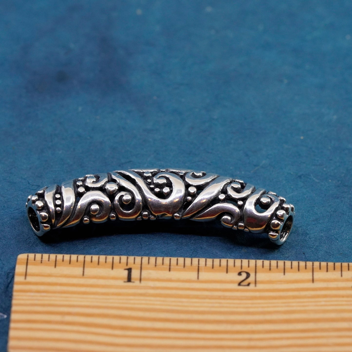Vintage Sterling silver handmade pendant, 925 swirly slide pendant