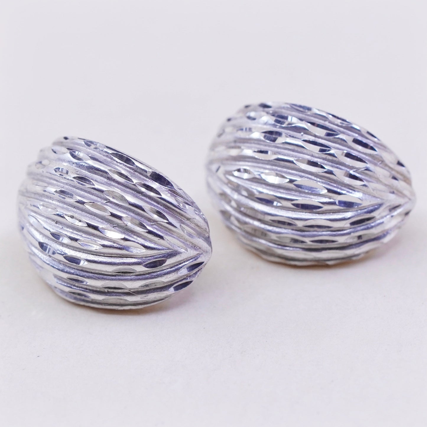 Vintage sterling silver wide hoops, modern 925 huggie earrings
