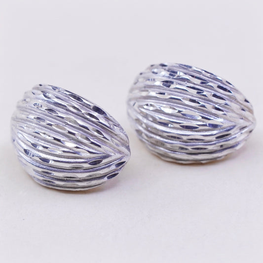 Vintage sterling silver wide hoops, modern 925 huggie earrings