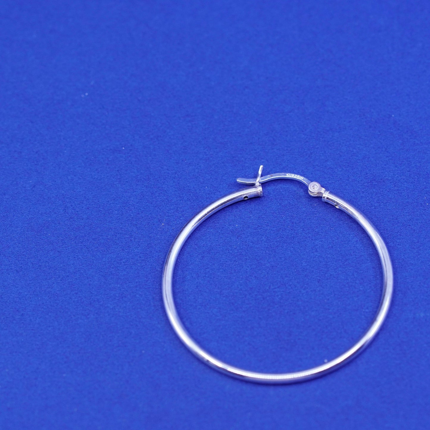 1.5”, vintage Sterling silver handmade hoop earrings, 925 huggie