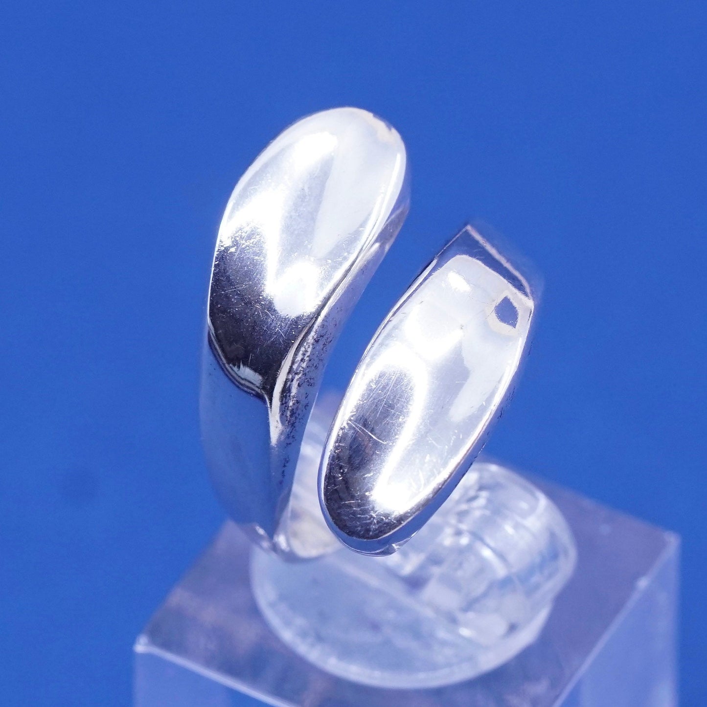 Size 6.75, vintage Sterling silver handmade wrapped ring, 925 statement band