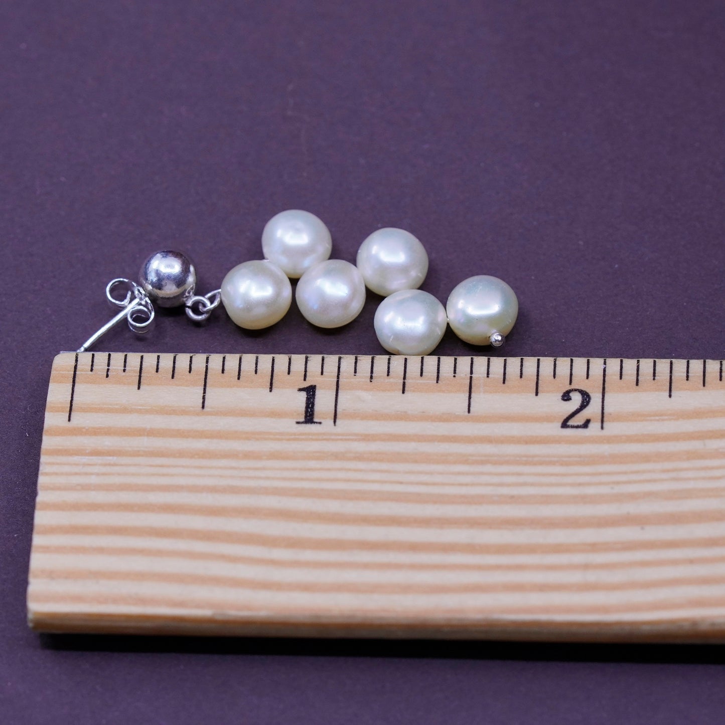 Sterling silver handmade earrings, 925 studs with pearl drops