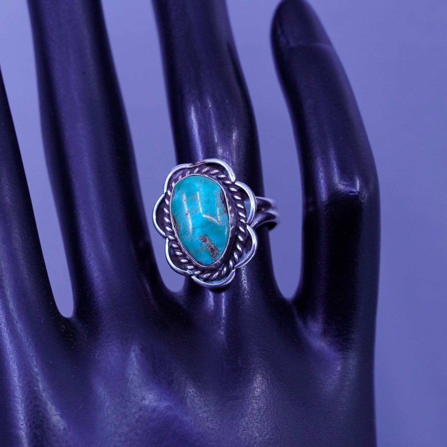 Size 6.25, Native American navajo Sterling 925 silver handmade ring turquoise
