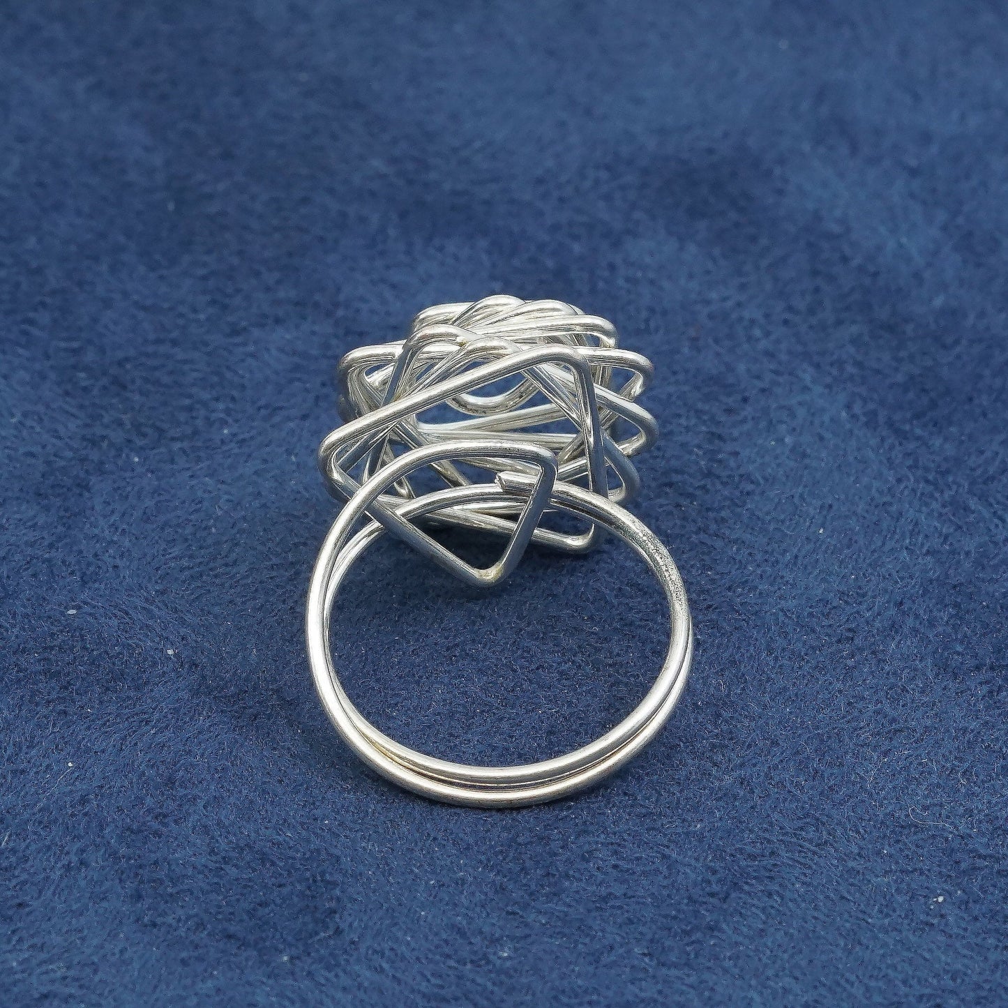 Size 8, vtg sterling silver handmade ring, 925 wired flower ring