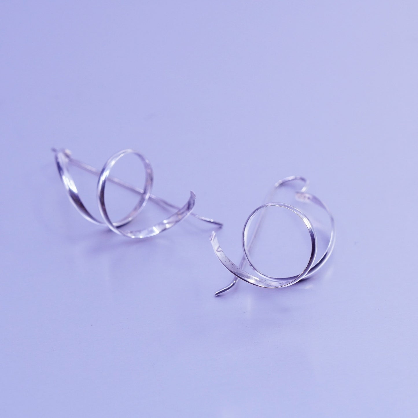 Vintage Sterling 925 silver handmade twisted earrings drops