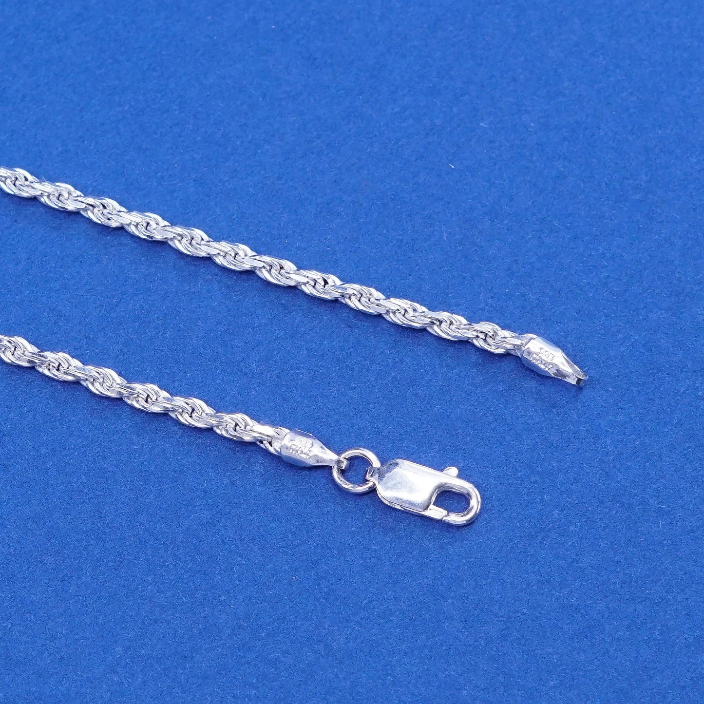 30”, 2mm, vintage OTC Sterling silver handmade necklace, 925 diamond rope chain