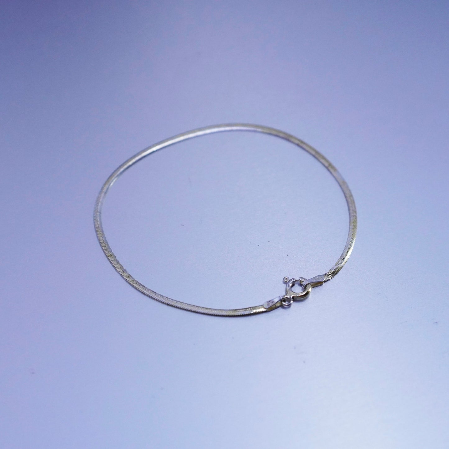 7.5”, Vermeil gold over Sterling 925 silver bracelet, flatten snake chain