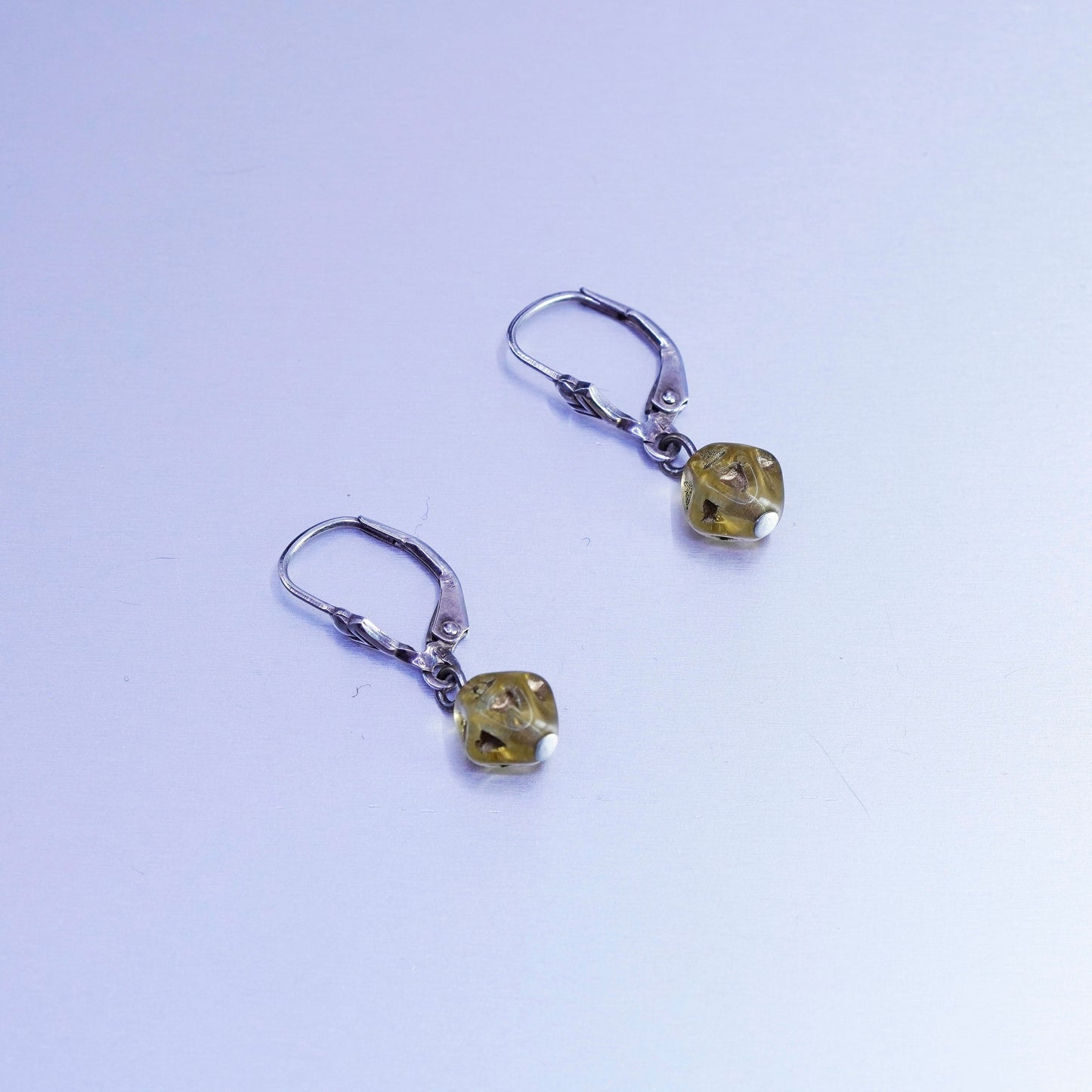 Vintage Sterling 925 silver handmade earrings with citrine beads