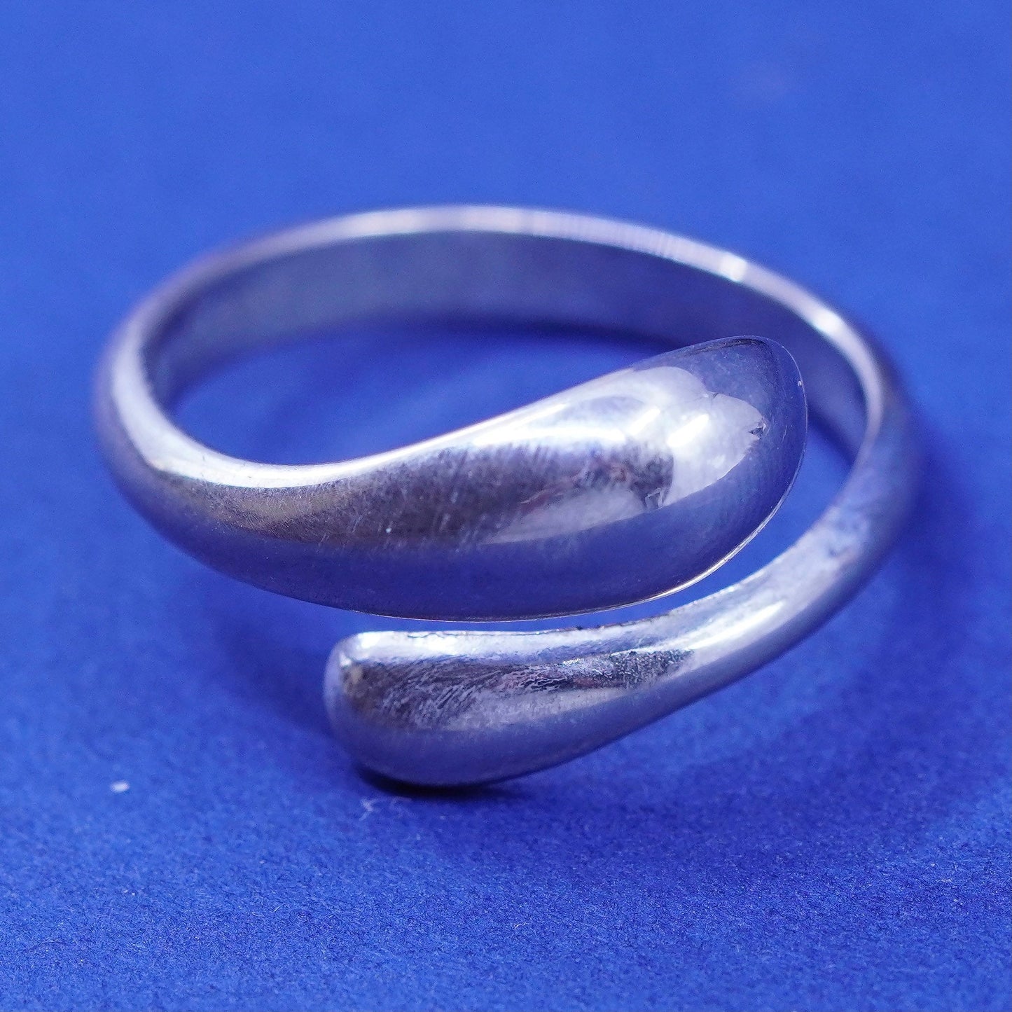 Size 8.25, vintage Sterling silver handmade wrapped ring, 925 statement band
