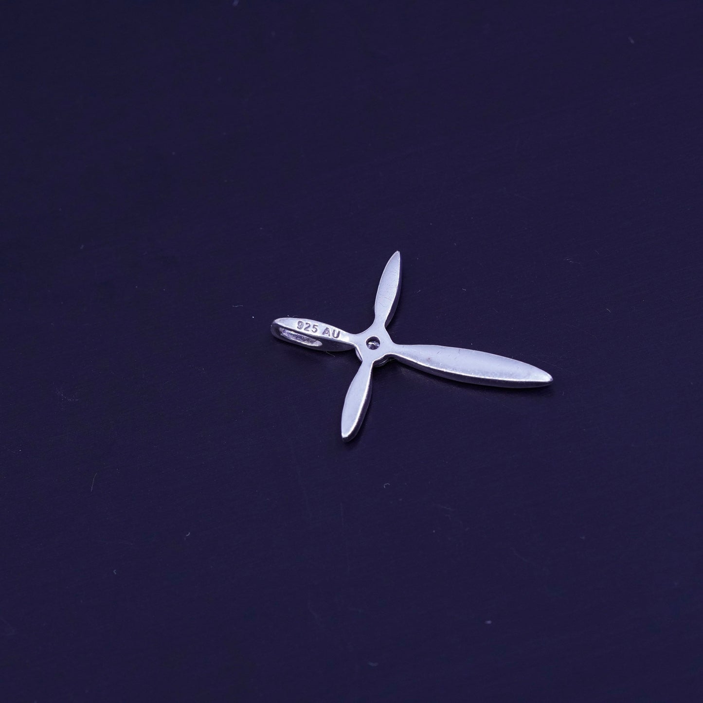 Vintage sterling 925 silver pendant, cross with diamond