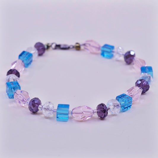 8.75”, handmade bracelet with crystal beads and Sterling 925 silver clasp