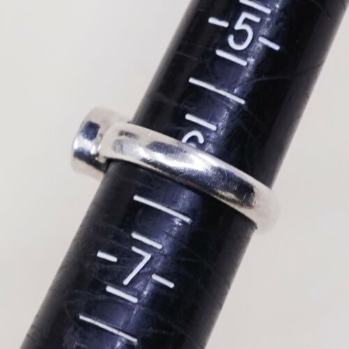Sz 6, Vtg Sterling Silver Handmade Ring, 925 Silver Band W/ peridot