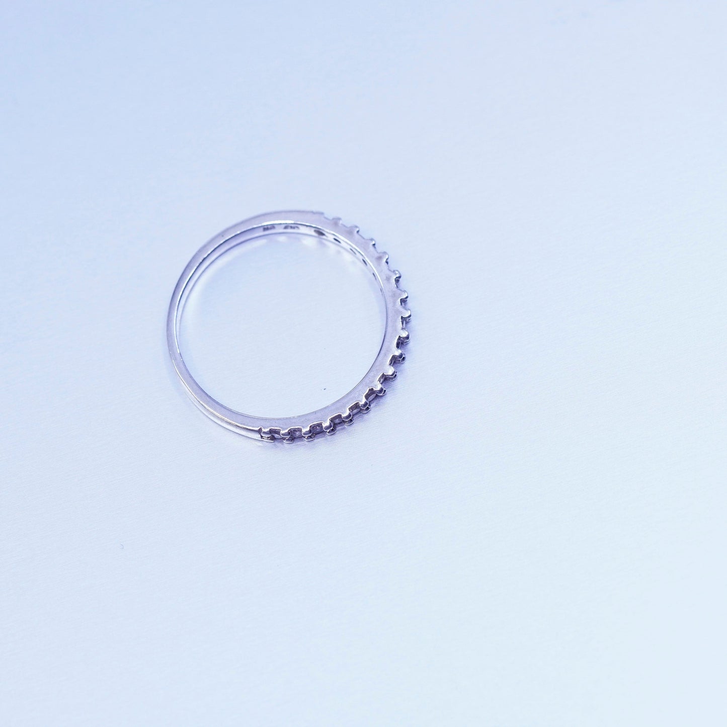 Size 7.25, vintage southwestern Sterling 925 silver wedding ring, Cz band