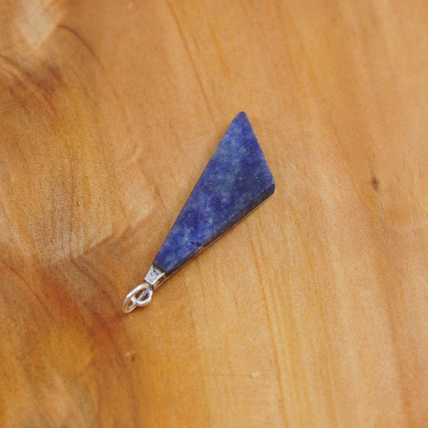 Vintage handmade Sterling 925 silver sodalite triangular pendant