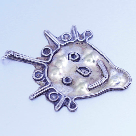 Vintage sterling 925 silver handmade funny clown face charm pendant