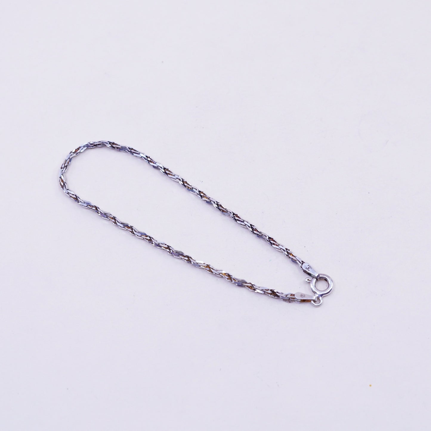 6.5”, 2mm, Vintage sterling silver bracelet, Italy made 925 twisted bracelet