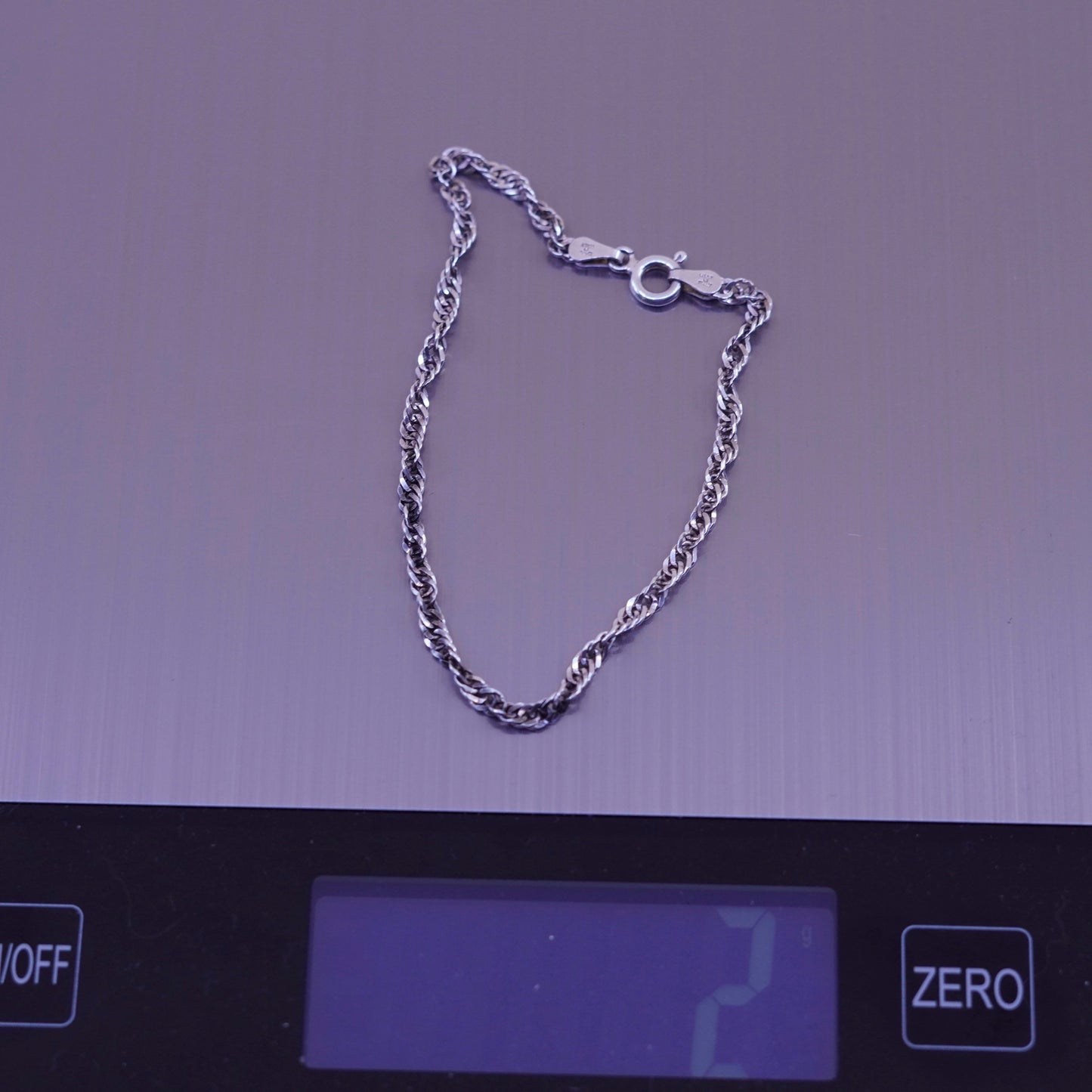 7”, 3mm, Vintage Milor sterling silver bracelet, twisted curb link bracelet