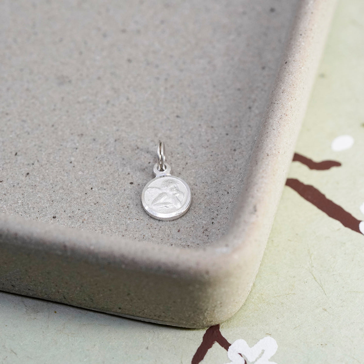 Vintage sterling silver handmade pendant, 925 angel charm