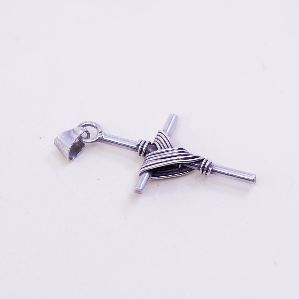 Vintage mexico handmade Sterling silver pendant, 925 cross with wired details