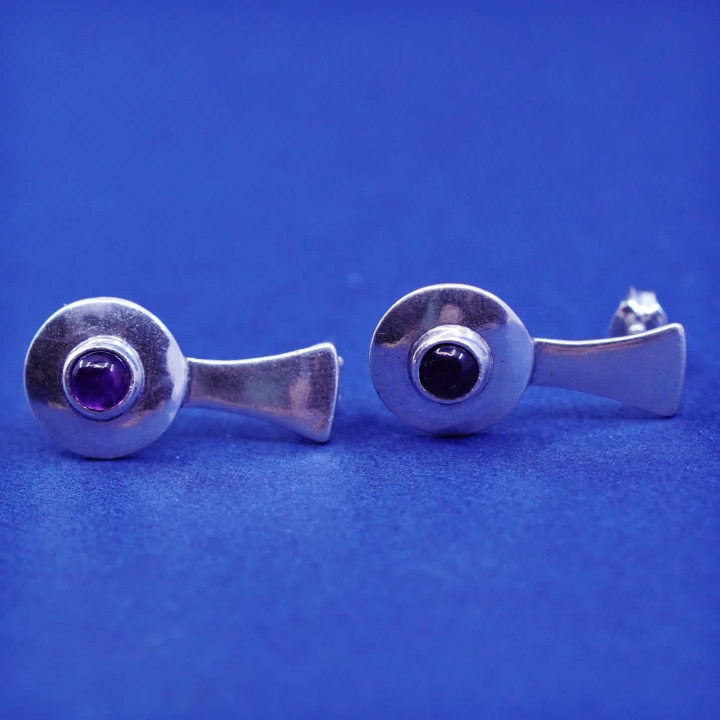 Vintage Shube sterling 925 silver handmade earrings with amethyst beads