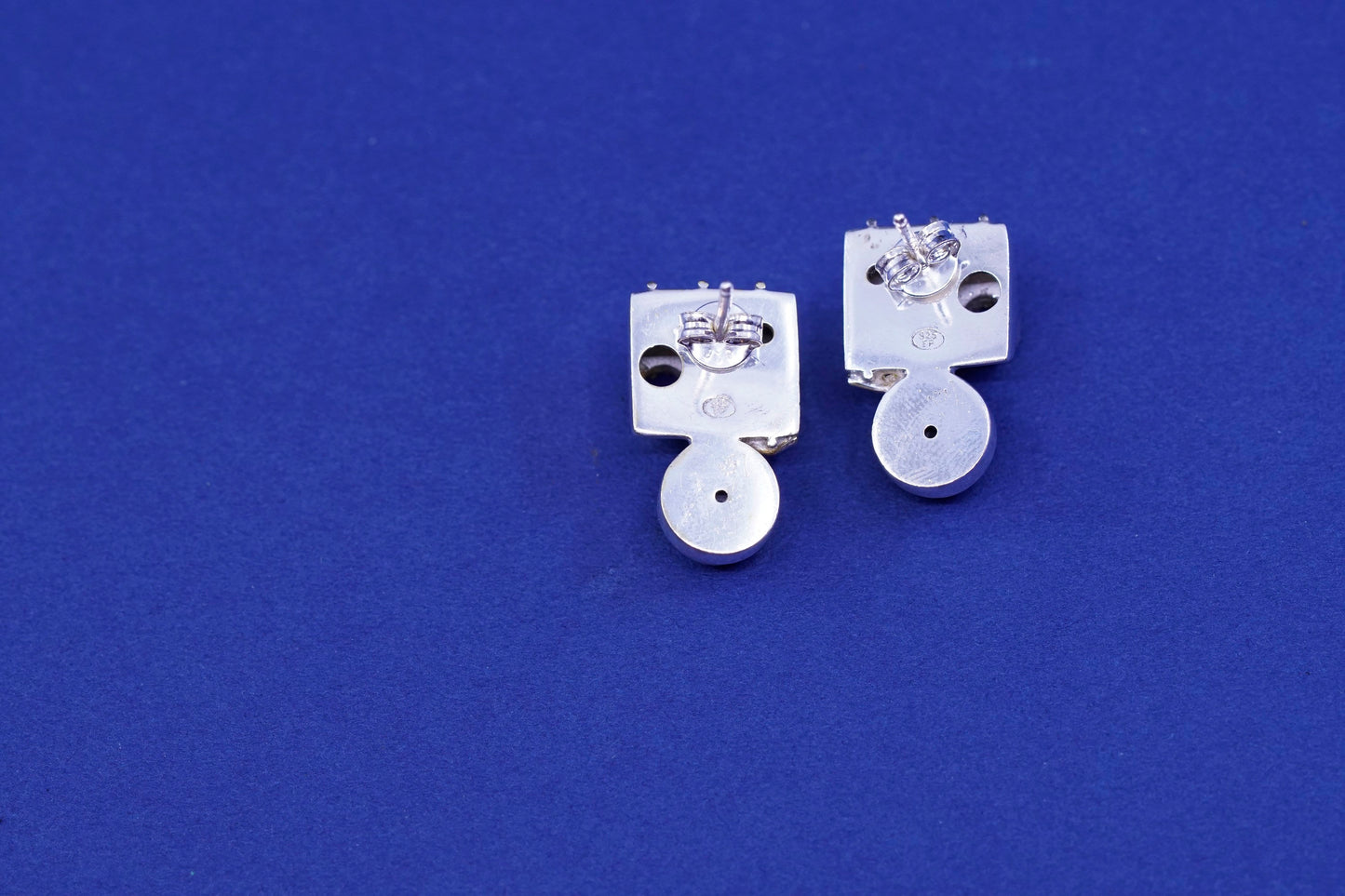 EP sterling silver handmade earrings, 925 studs with peridot amethyst and pearl