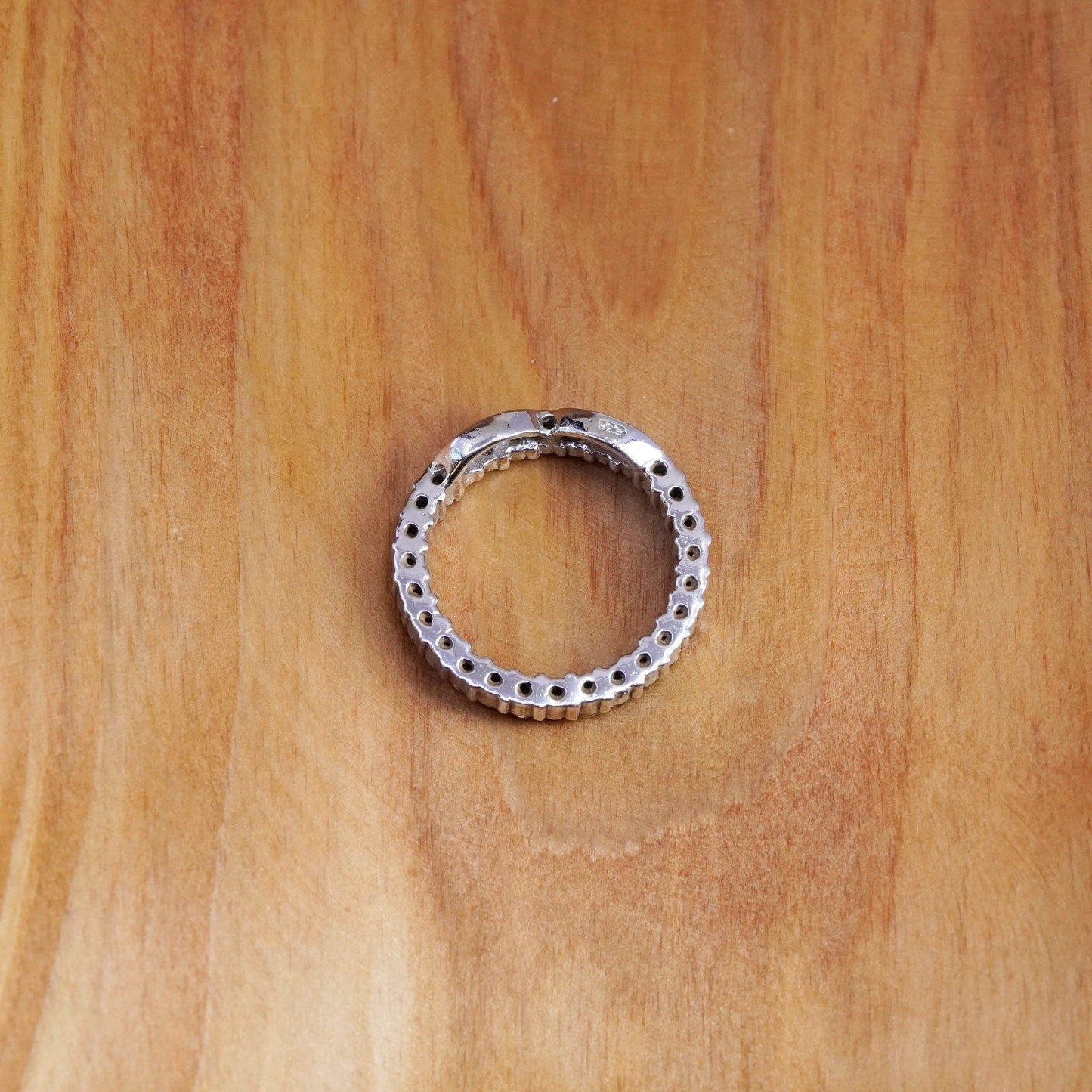 Vintage modern Sterling silver handmade pendant, 925 Circle with CZ