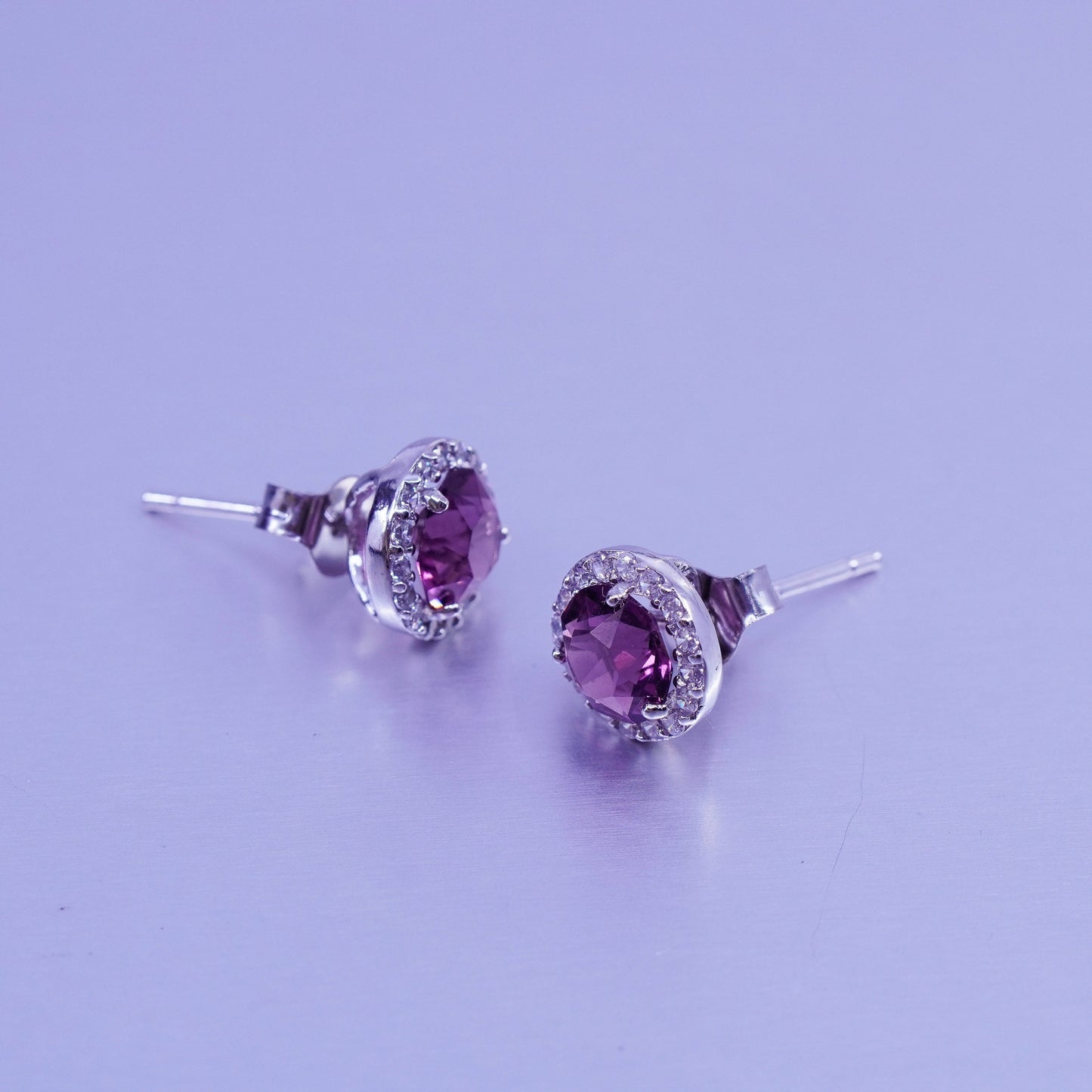 Vintage Sterling 925 silver earrings, studs with cz inlay